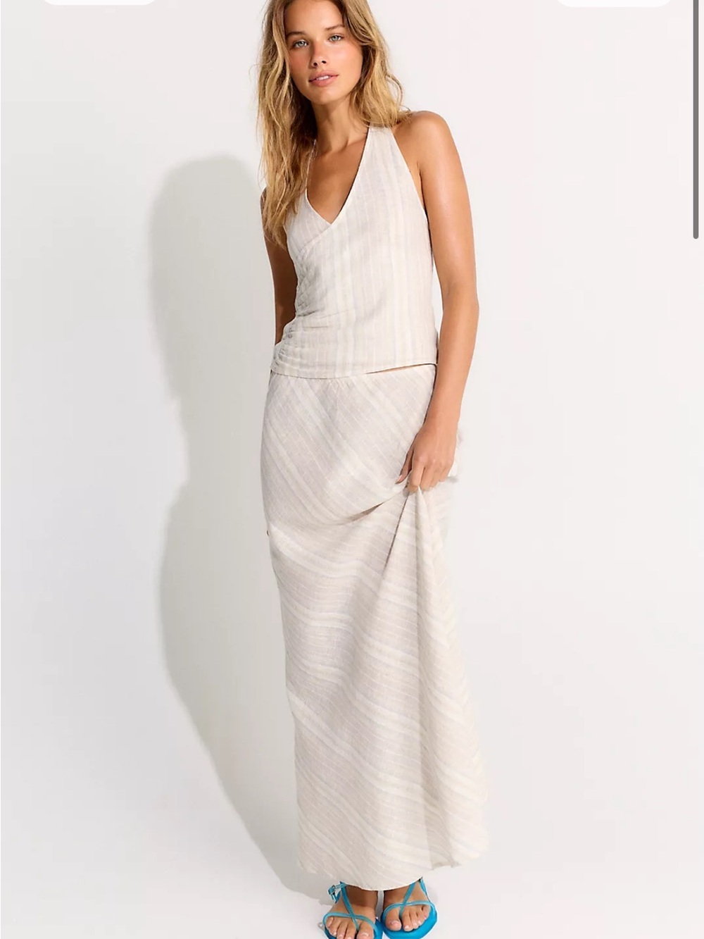 Free People-est Palma Cotton Linen skirt Set in Ivory Combo